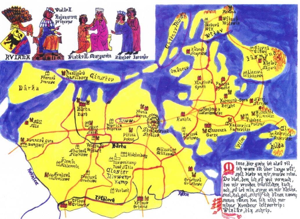 Die Landkarte des Frstentums Rgen, wie sie ein Magister der damaligen Zeit gemalt haben knnte