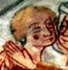 eventuelles Kopfbildnis Jaromars an einem Konsolstein der Christuskirche zu Velgast